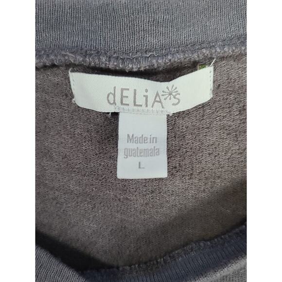 Delia's vintage Y2K off shoulder women's sweatshirt Grey Size Large tie dye - Picture 6 of 7